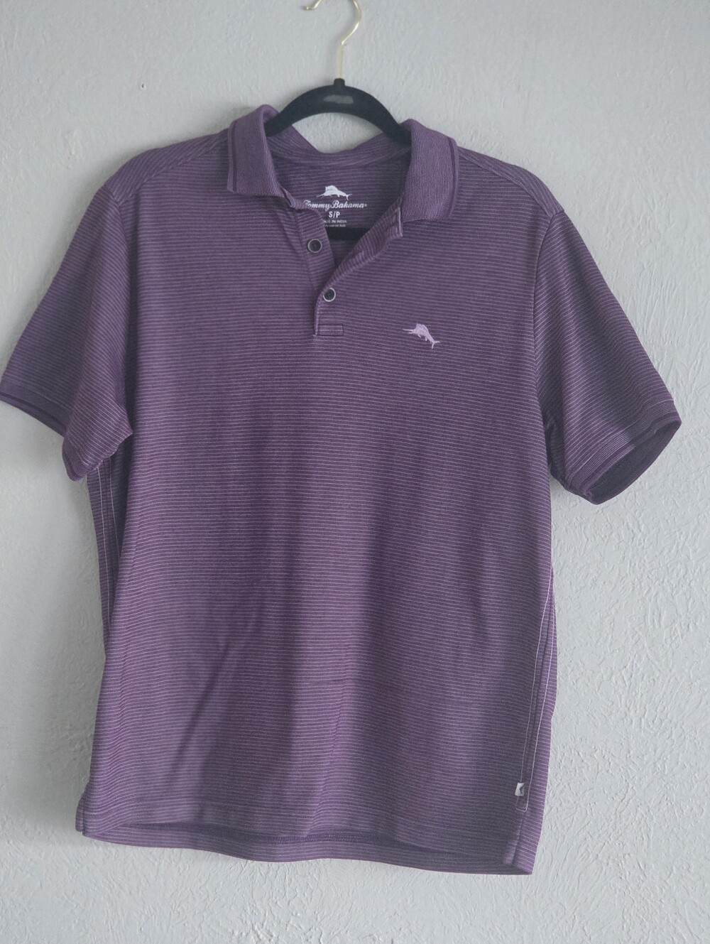 Tommy Bahama Emfielder Polo Shirt Men’s Small Purple Micro Stripe Supima Cotton